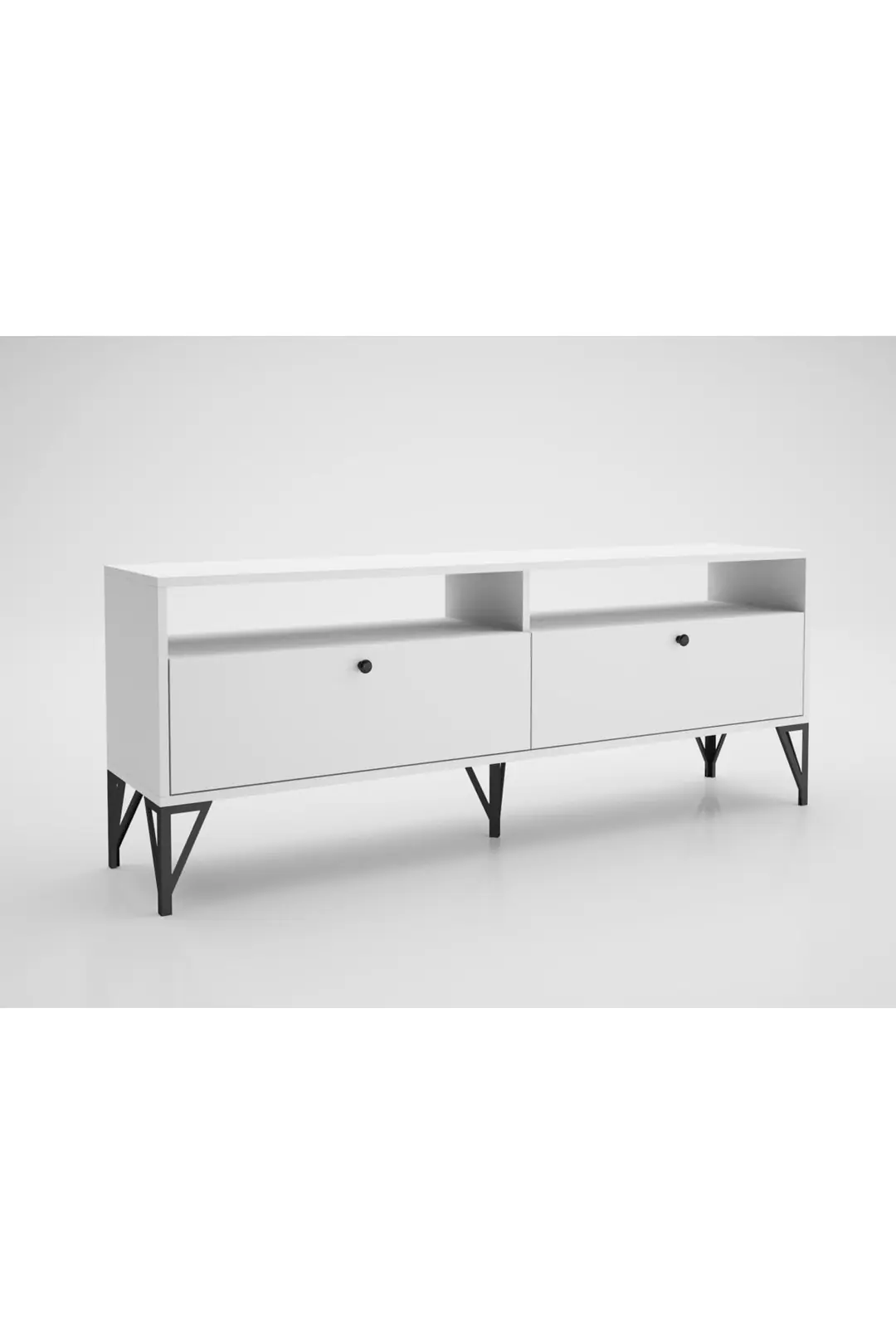 Astreo 160 Cm Metal Ayaklı Tv Ünitesi - Beyaz / Siyah